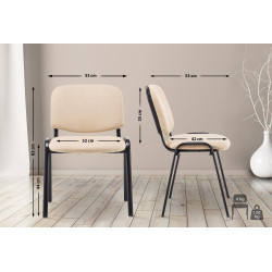 Silla De Conferencia Ken V2 En Tela Crema