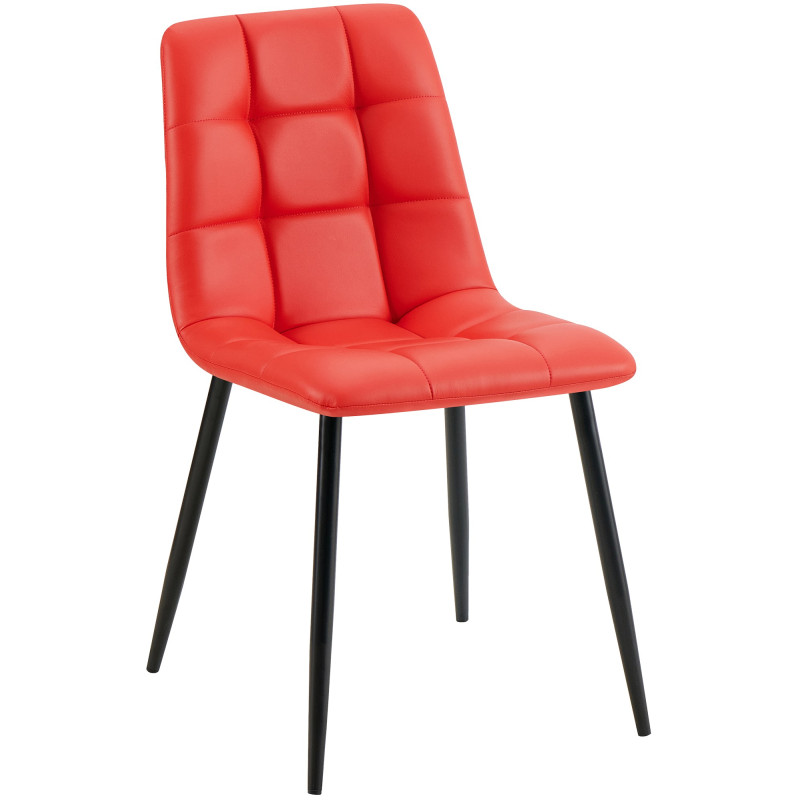 Chaise de salle à manger Antibes simili cuir rouge