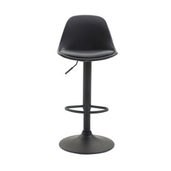 Tabouret de bar Kiel entièrement recouvert de similicuir noir
