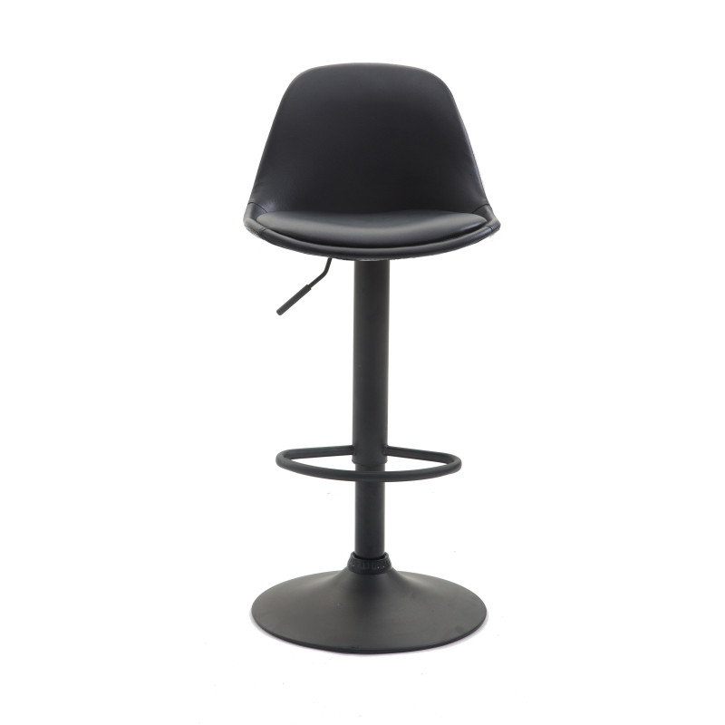 Tabouret de bar Kiel entièrement recouvert de similicuir noir