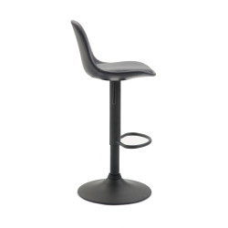Tabouret de bar Kiel entièrement recouvert de similicuir noir