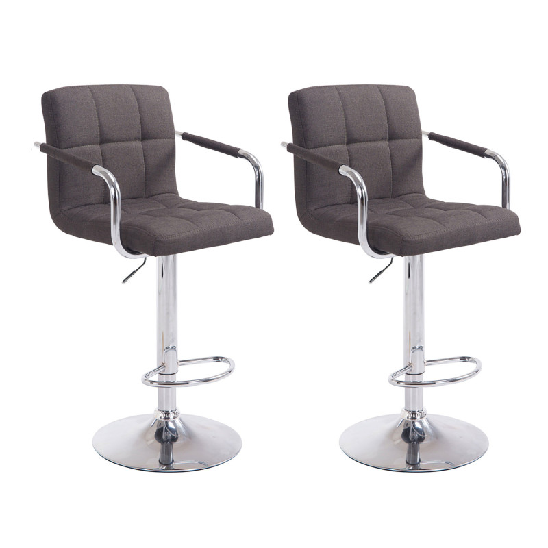 Lot de 2 tabourets de bar Lucy V2 en tissu chromé gris foncé