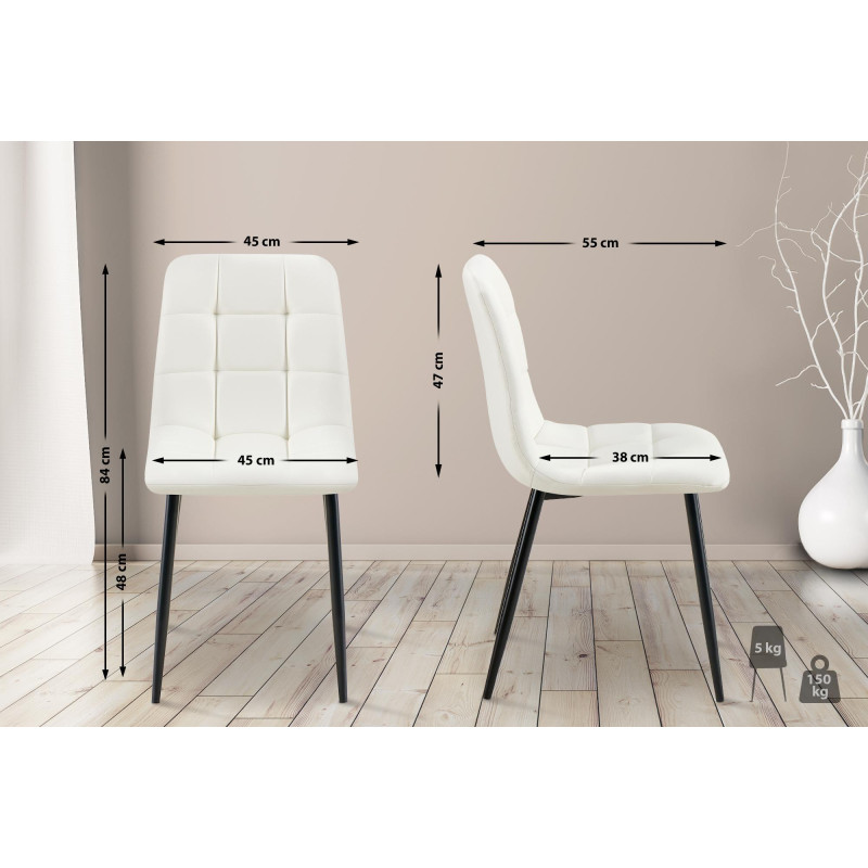 Chaise de salle à manger Antibes simili cuir blanc