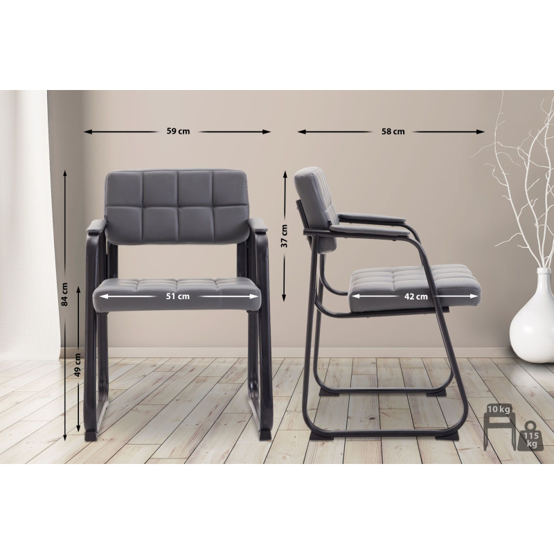Chaise visiteur Canada B en cuir synthétique gris