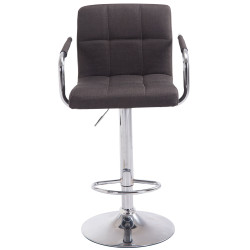 Lot de 2 tabourets de bar Lucy V2 en tissu chromé gris foncé