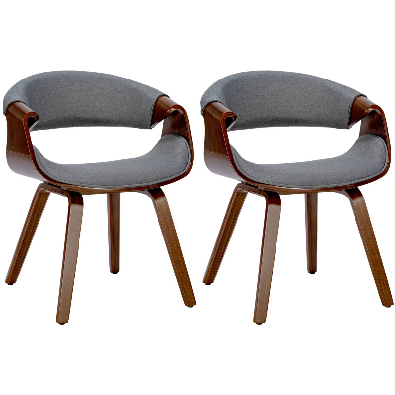 Lot de 2 chaises de salle à manger tissu Foley noyer/gris