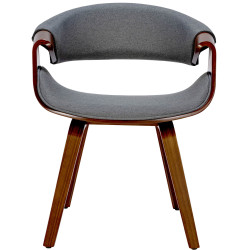 Lot de 2 chaises de salle à manger tissu Foley noyer/gris