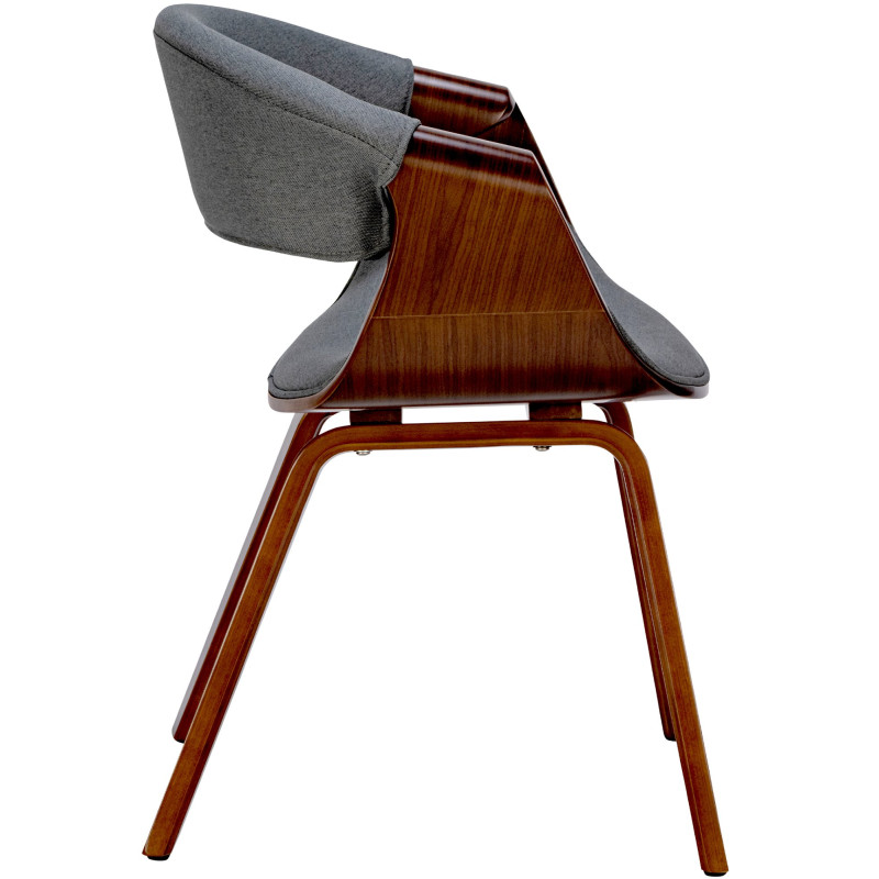 Lot de 2 chaises de salle à manger tissu Foley noyer/gris