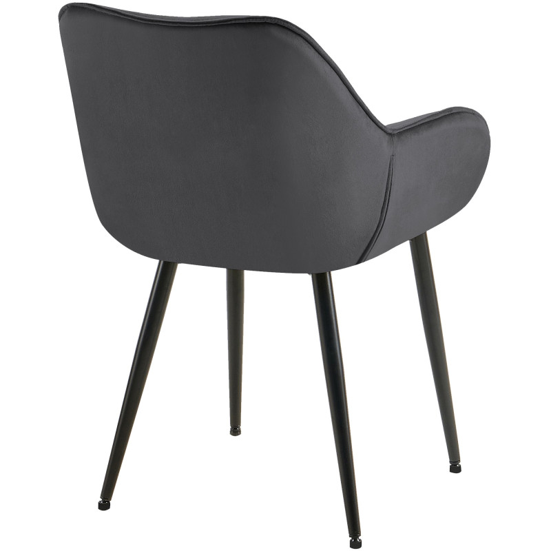 Lot de 2 chaises Tanna velours gris foncé