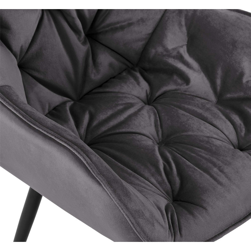 Lot de 2 chaises Tanna velours gris foncé