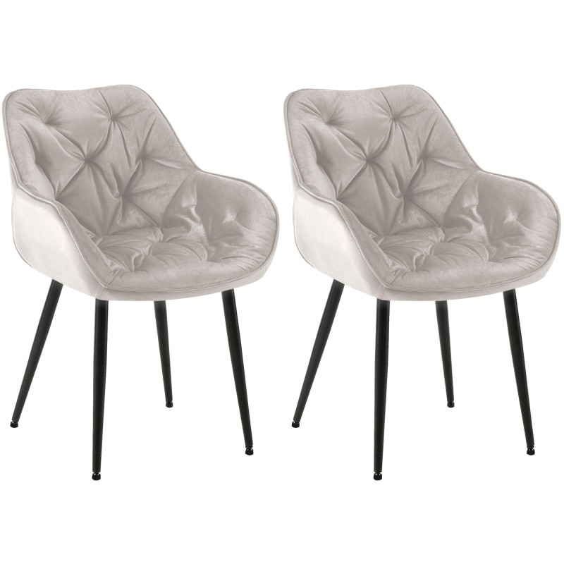 Lot de 2 chaises Tanna velours gris