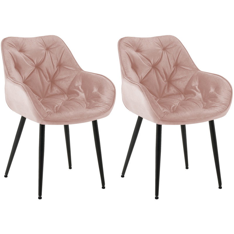 Lot de 2 chaises Tanna velours rose