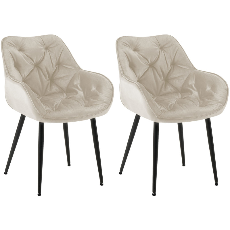 Lot de 2 chaises Tanna velours crème