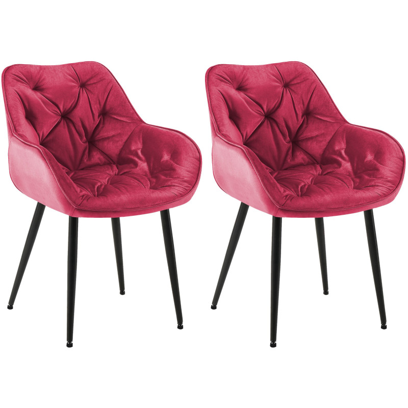 Lot de 2 chaises Tanna velours rouge