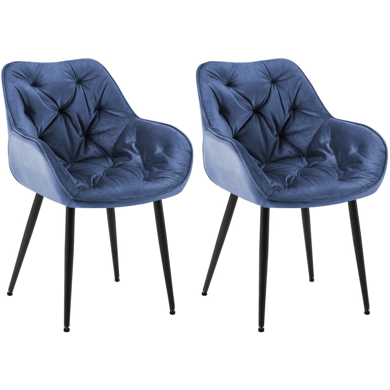 Lot de 2 chaises Tanna velours bleu