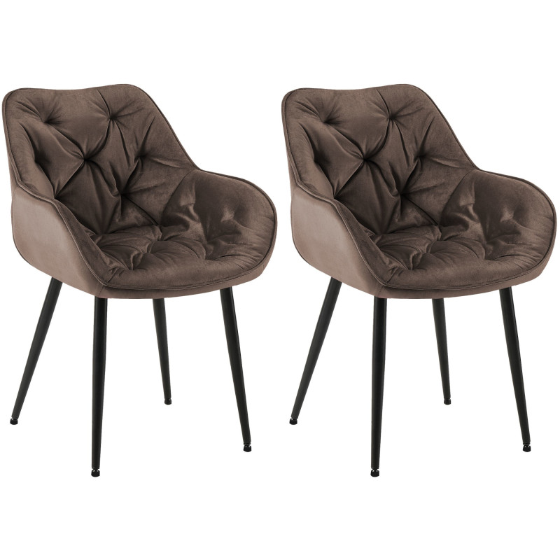 Lot de 2 chaises Tanna velours brun