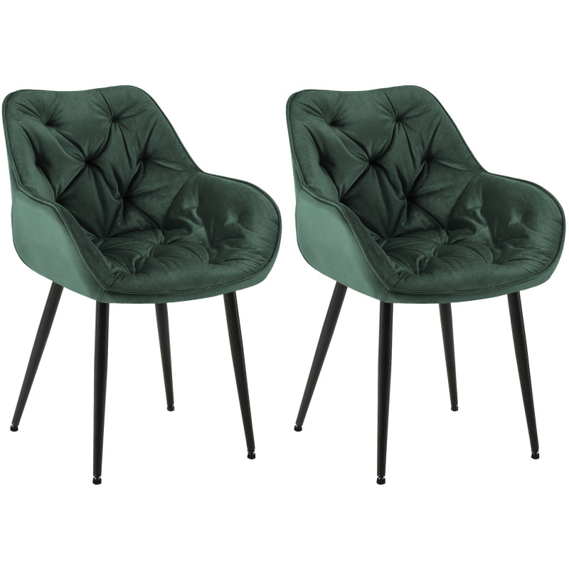 Lot de 2 chaises Tanna velours vert