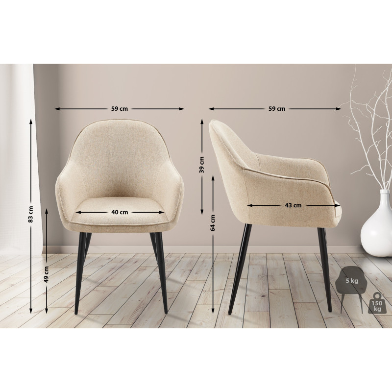 Chaise de salle à manger en tissu Boise taupe
