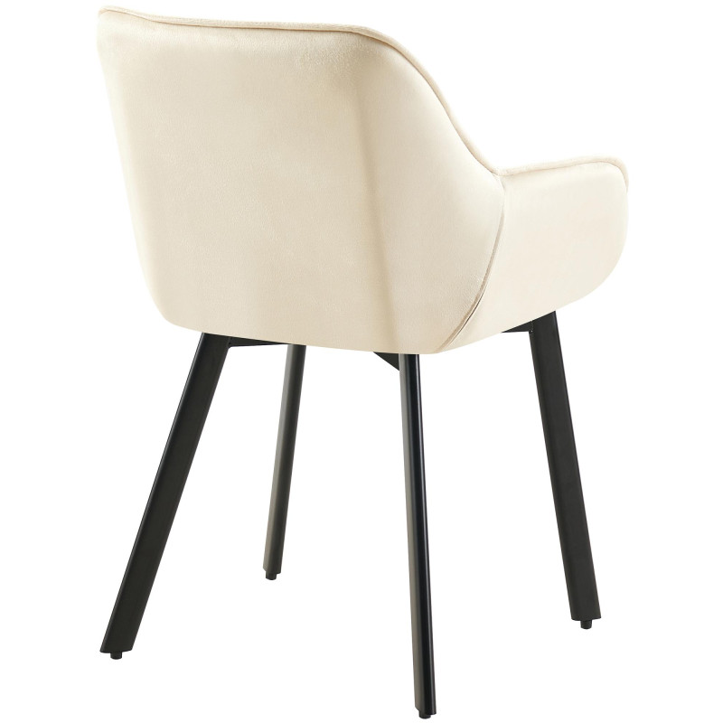 Chaise de salle à manger en velours Antigo crème