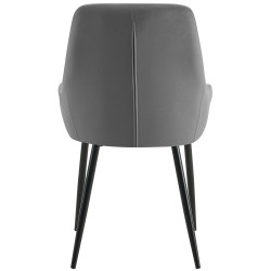 Chaise de salle à manger Elmira en velours noir gris foncé