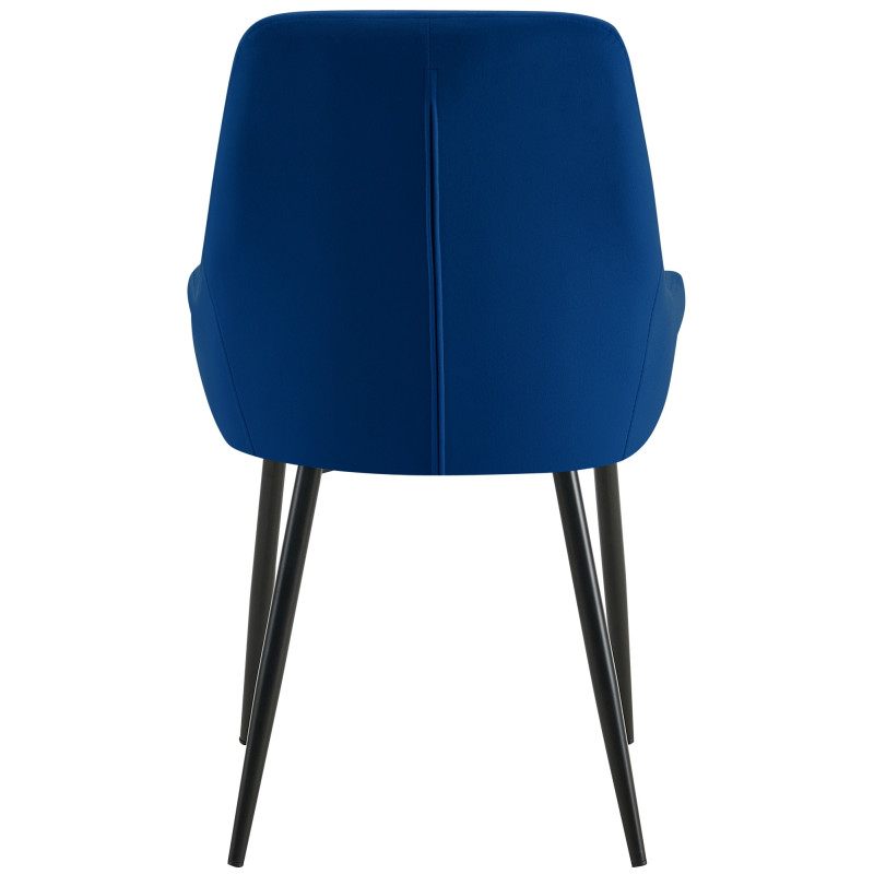 Chaise de salle à manger Elmira en velours noir bleu foncé