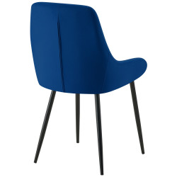 Chaise de salle à manger Elmira en velours noir bleu foncé