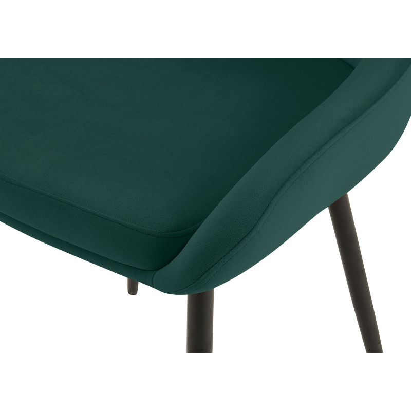 Chaise de salle à manger Elmira en velours noir vert