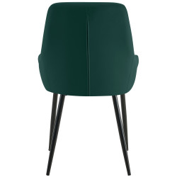 Chaise de salle à manger Elmira en velours noir vert