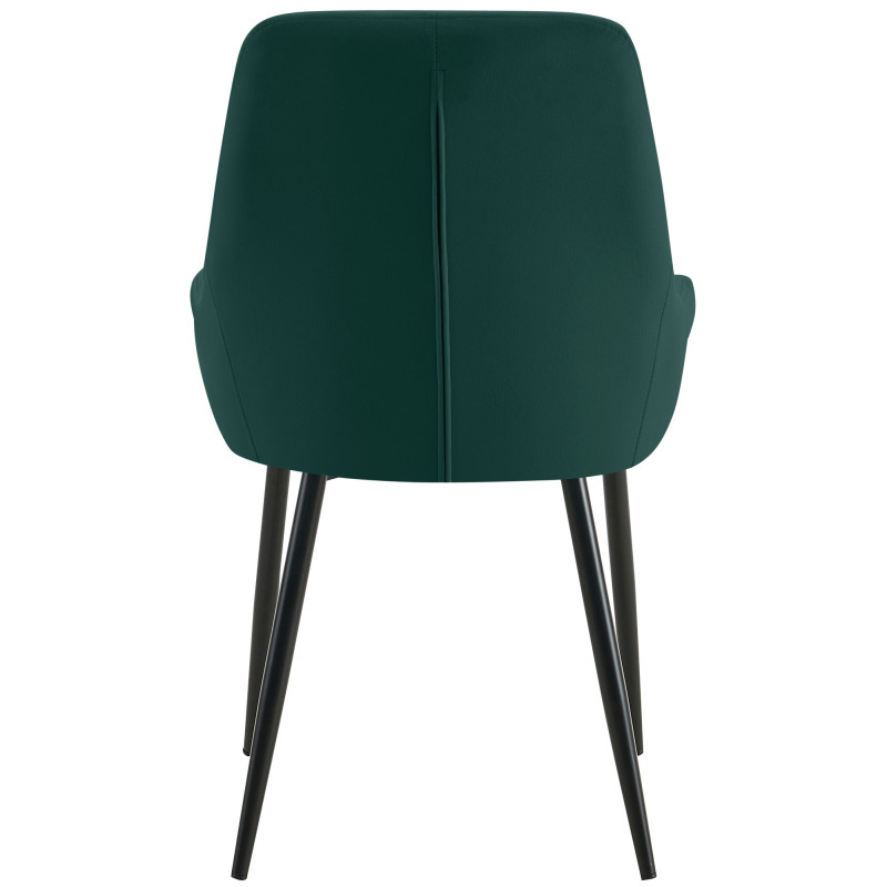 Chaise de salle à manger Elmira en velours noir vert