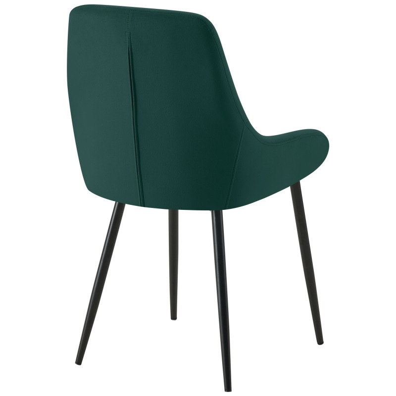 Chaise de salle à manger Elmira en velours noir vert