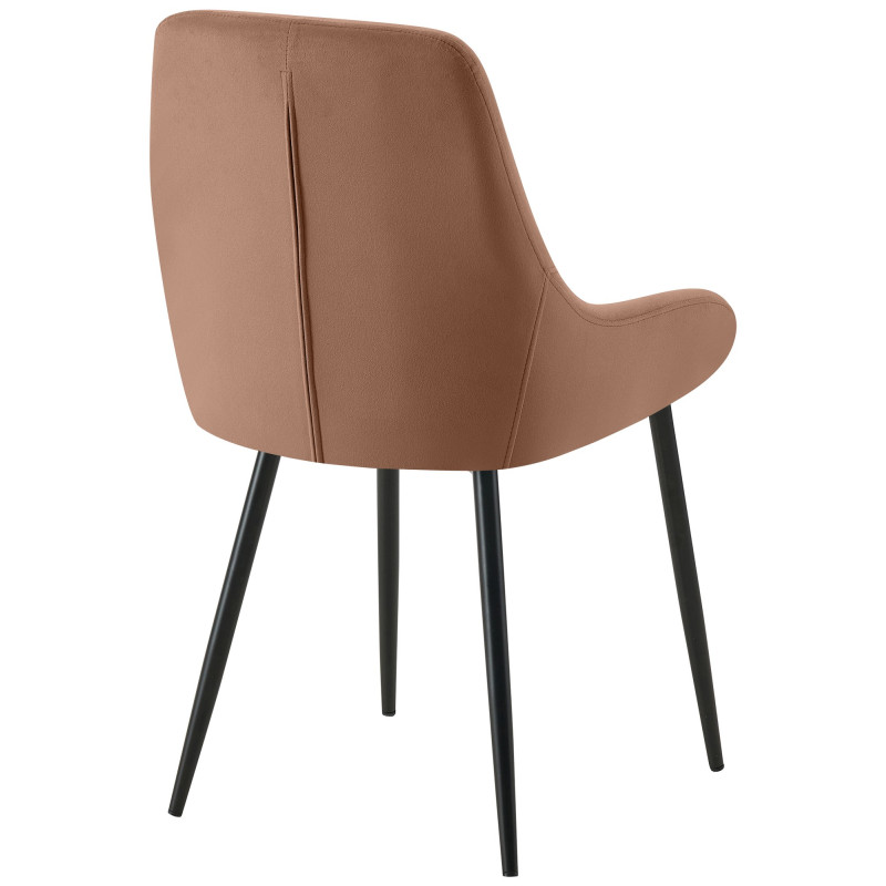 Chaise de salle à manger Elmira en velours noir brun