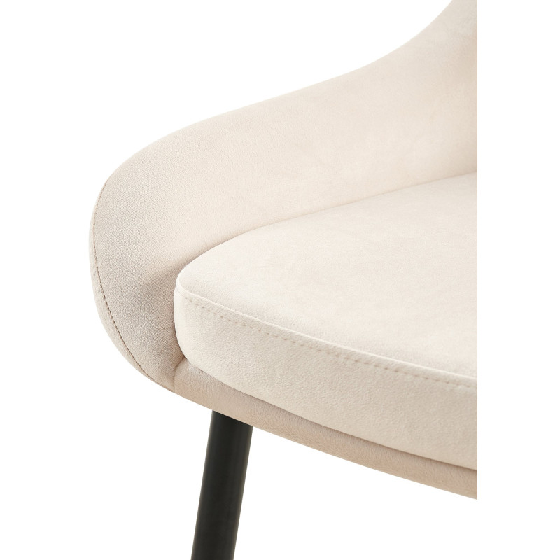 Chaise de salle à manger Elmira en velours noir crème
