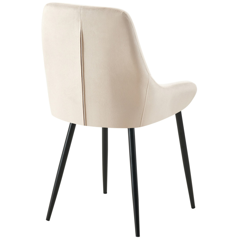 Chaise de salle à manger Elmira en velours noir crème