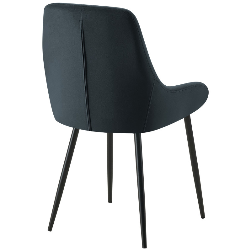Chaise de salle à manger Elmira en velours noir noir