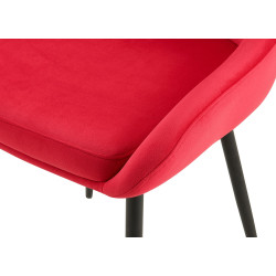 Chaise de salle à manger Elmira en velours noir rouge