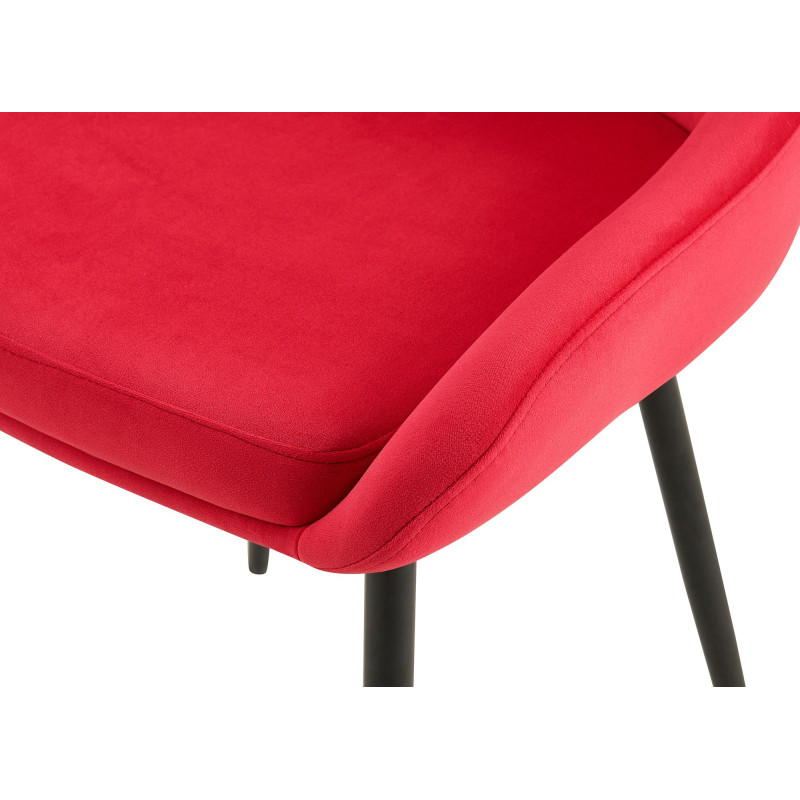 Chaise de salle à manger Elmira en velours noir rouge