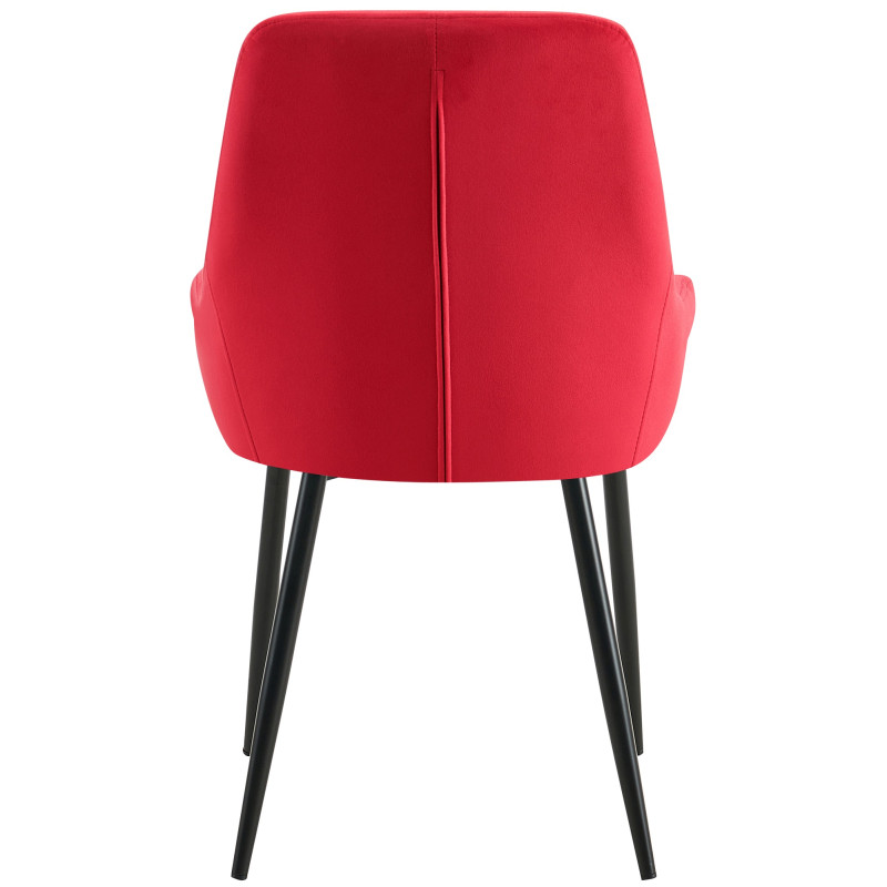 Chaise de salle à manger Elmira en velours noir rouge