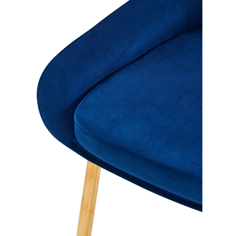 Chaise de salle à manger Elmira velours doré bleu foncé
