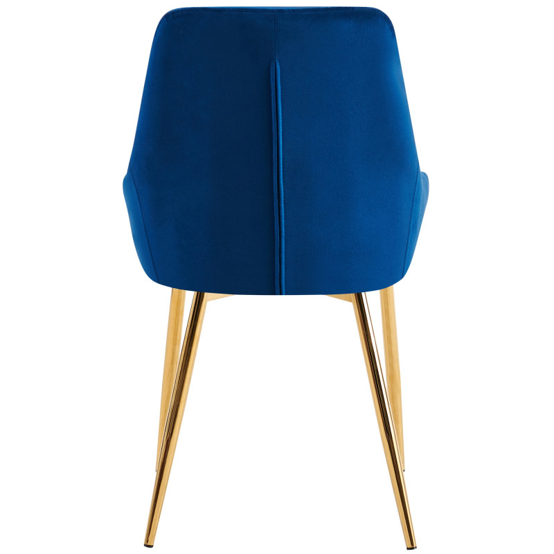 Chaise de salle à manger Elmira velours doré bleu foncé