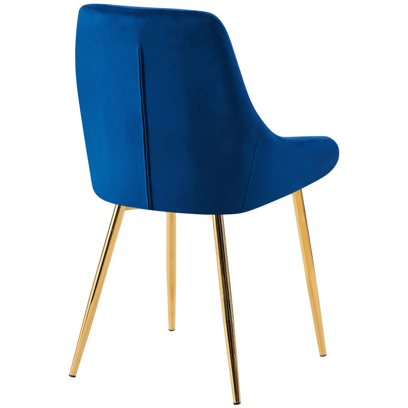 Chaise de salle à manger Elmira velours doré bleu foncé