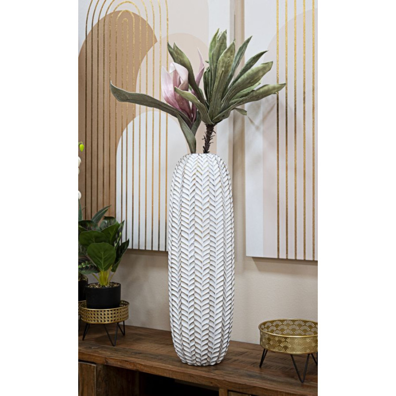 VASE RÉSINE FEUILLE CM Ø 20X67
