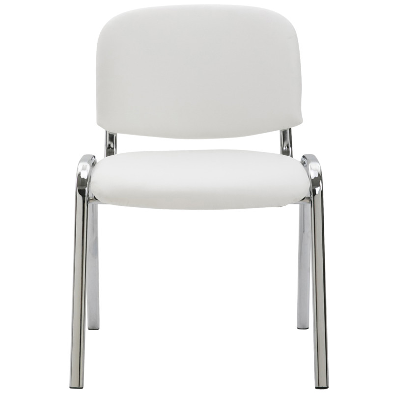 Sedia ospite impilabile KEN in similpelle bianco