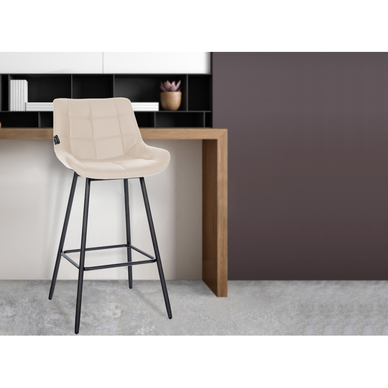 Tabouret de bar Weston simili cuir crème