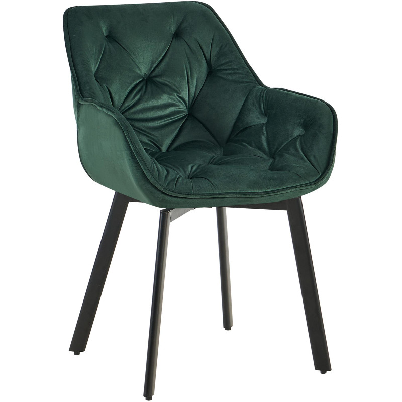 Chaise de salle à manger en velours Antigo vert