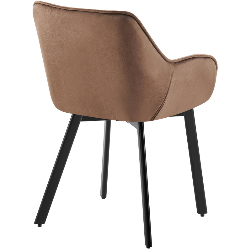 Chaise de salle à manger en velours Antigo brun