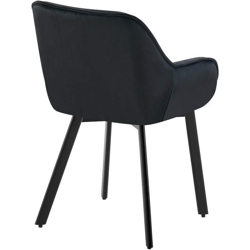 Chaise de salle à manger en velours Antigo noir