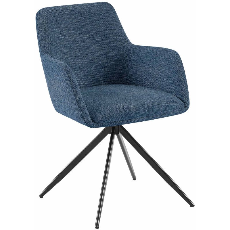 Chaise de salle à manger en tissu Olema bleu