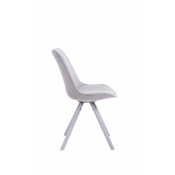 Chaise visiteur ronde en tissu Toulouse blanc gris