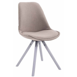 Chaise visiteur Toulouse tissu ronde blanc taupe