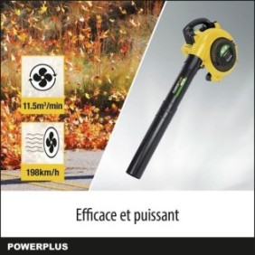 Souffleur de Feuilles Thermique Powerplus POWXG50400 - Souffleur a Essence de 26,5 cc, Vitesse d'Air Maximale de 198 km/h